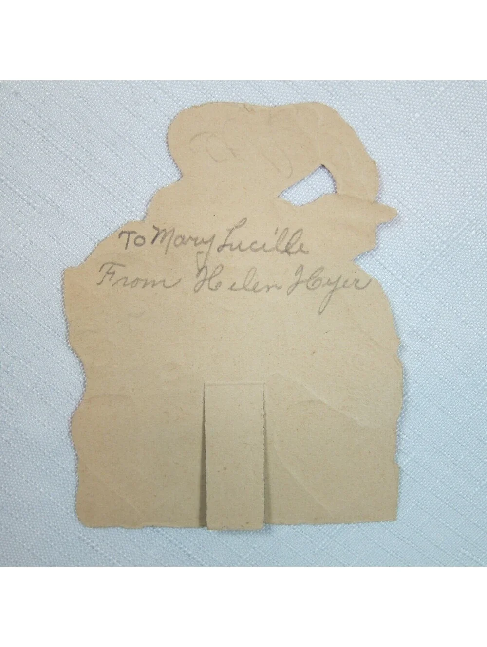Vintage Valentine Die Cut Stand Up Girl w/ Umbrella Rides Bear Germany 1920s-30s